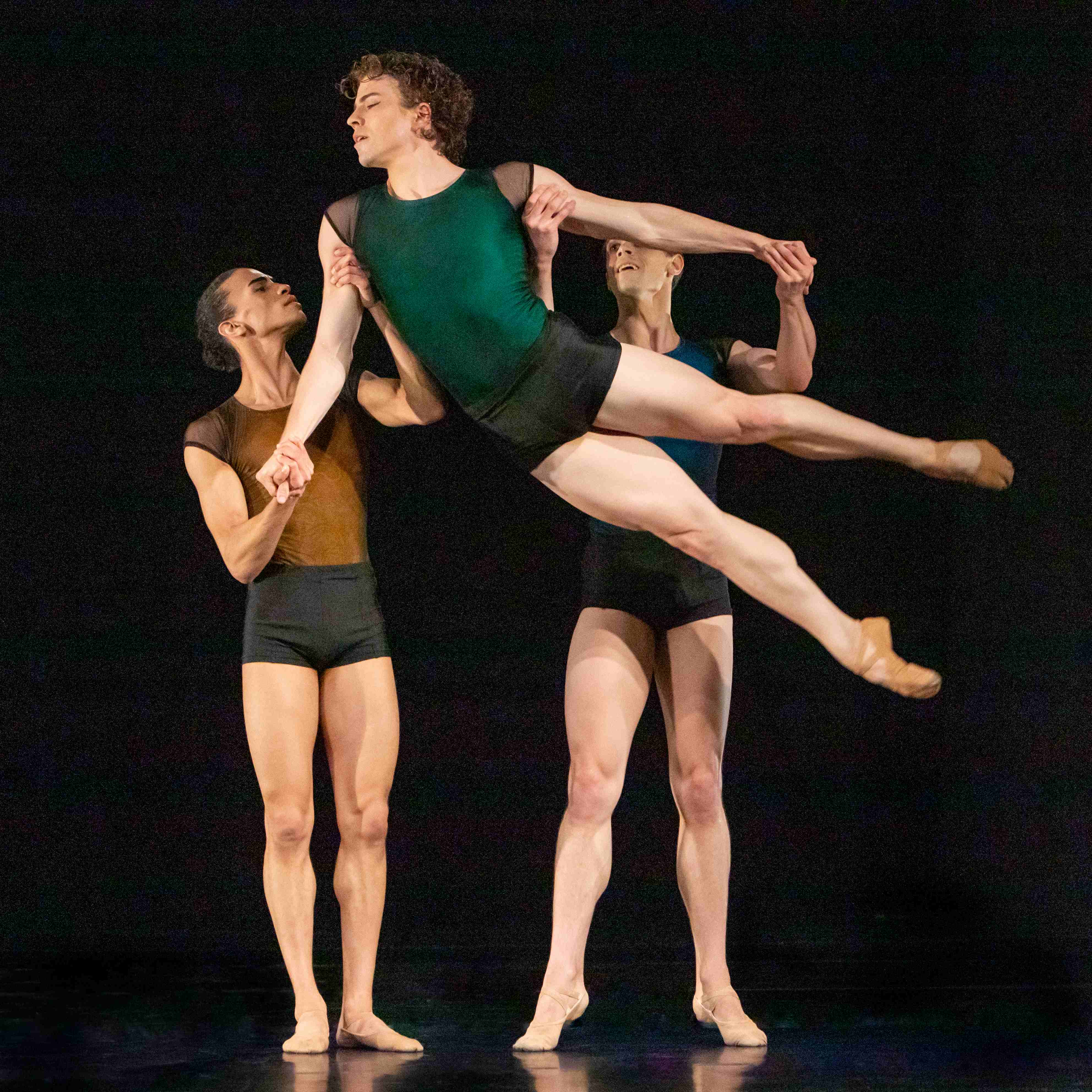 Joshua Williams, Jan Kotzé and Nicolas Laubscher in 'REMANSO' by Nacho Duato. Photo credit Helena Fagan.
